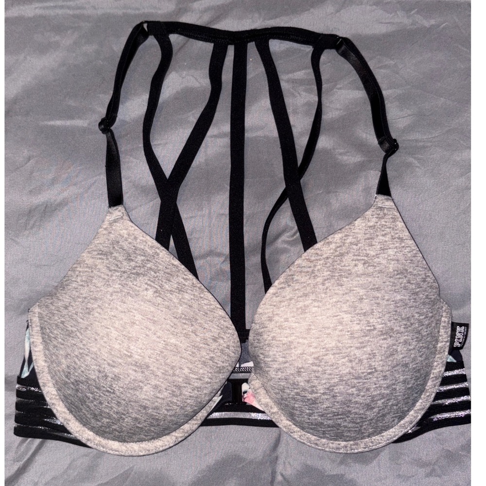 Victoria's Secret PINK Wear Everywhere Push-up Front Clasp T-Shirt Bra, 32D